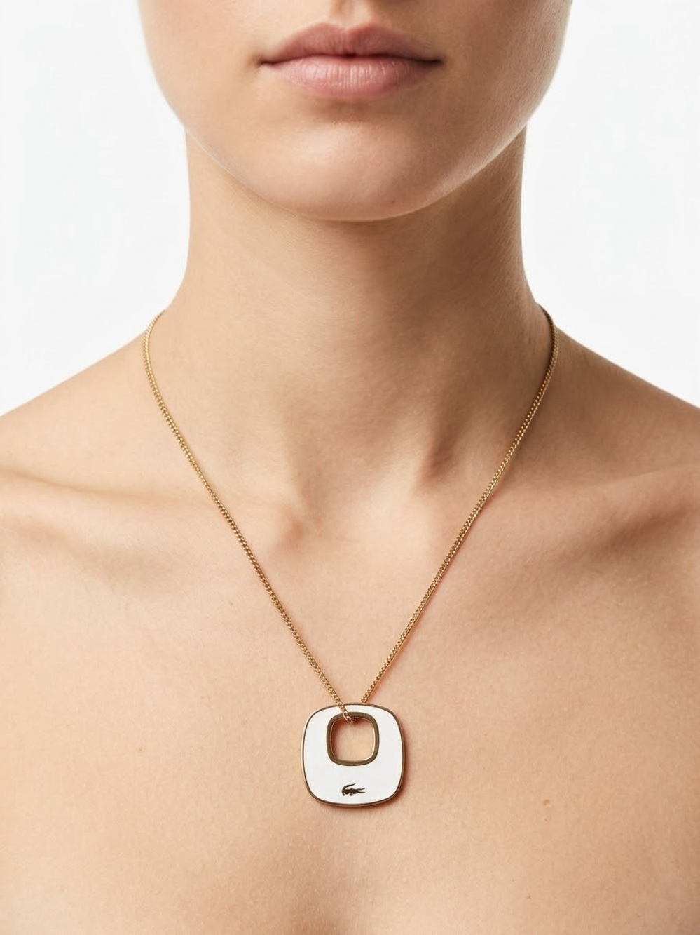 Izod Gold Chain Necklace with White Pendant